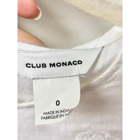 Club Monaco Luceenie Eyelet Short Sleeve Linen Mini Shift Dress White Women's 0 - Picture 4 of 5